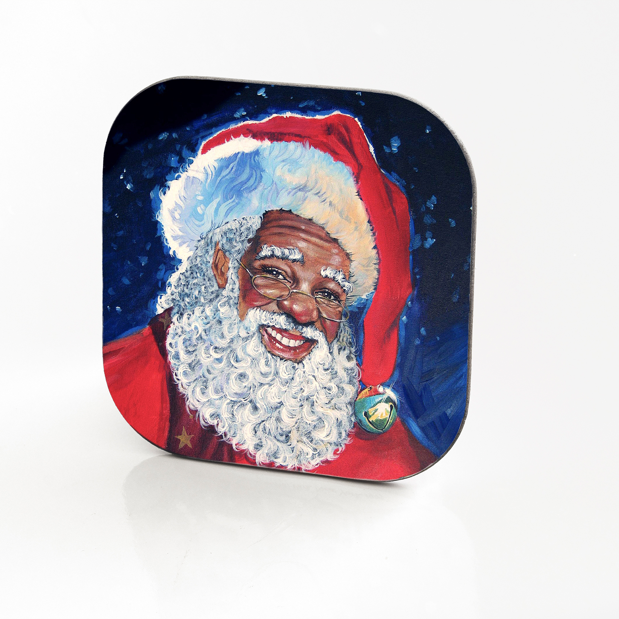 Vintage Christmas Postcard Hardboard & Fiberglass Coaster (l)