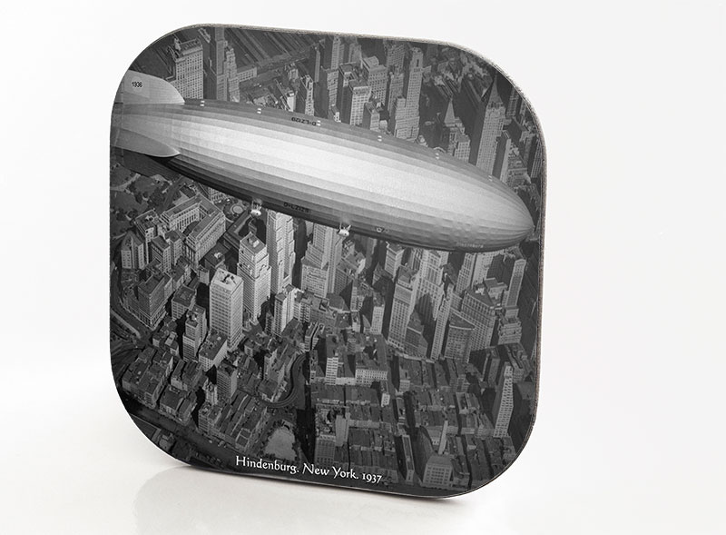 New York Hardboard & Fiberglass Coaster Airview. "Hindenburg". New York. 1937