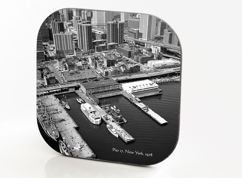 New York Hardboard & Fiberglass Coaster Airview. Pier 17. New York. 1978