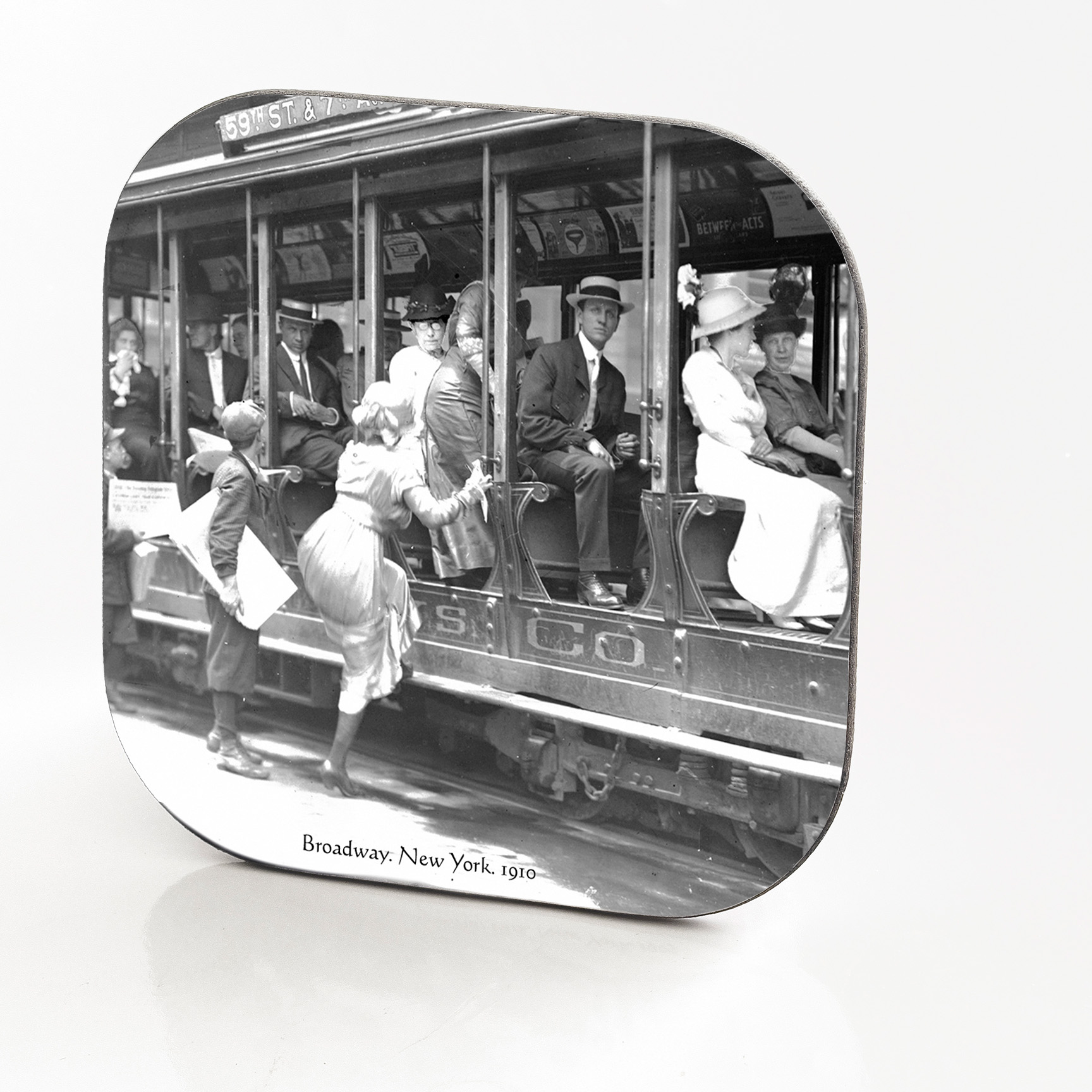 New York Hardboard & Fiberglass Coaster Broadway. New York. 1910