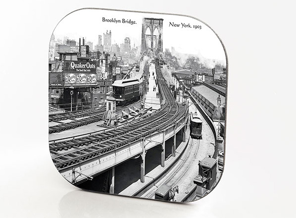 New York Hardboard & Fiberglass Coaster Bridges Collection: Brooklyn Bridge. New York. 1903