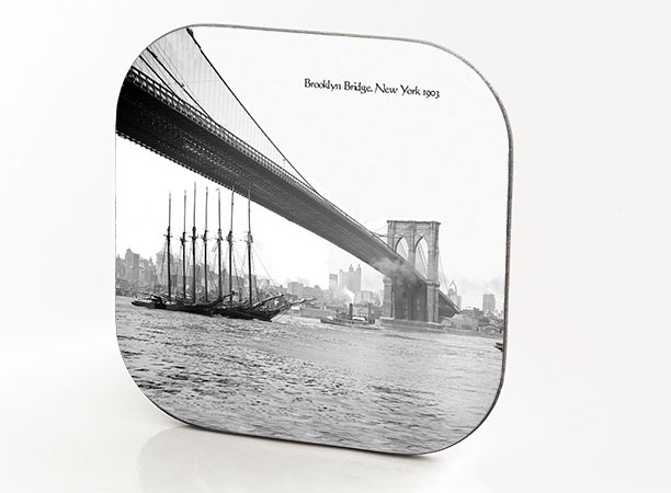 New York Hardboard & Fiberglass Coaster Bridges Collection: Brooklyn Bridge. New York. 1903