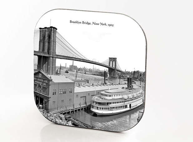 New York Hardboard & Fiberglass Coaster Bridges Collection: Brooklyn Bridge. New York. 1905
