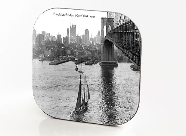 New York Hardboard & Fiberglass Coaster Bridges Collection: Brooklyn Bridge. New York. 1905