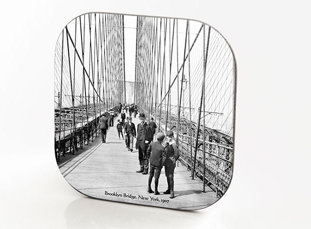 New York Hardboard & Fiberglass Coaster Bridges Collection: Brooklyn Bridge. New York. 1907