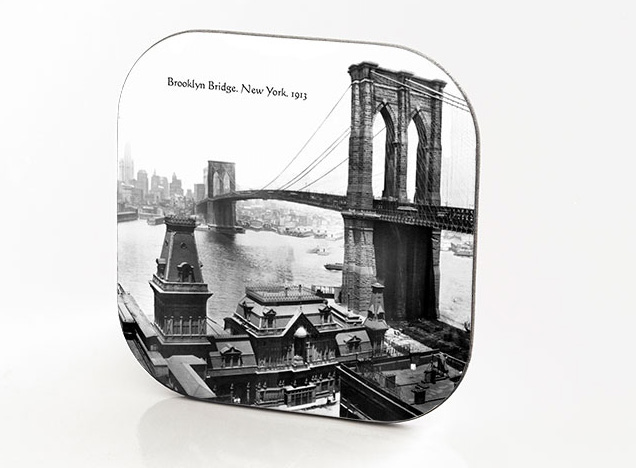 New York Hardboard & Fiberglass Coaster Bridges Collection: Brooklyn Bridge. New York. 1913