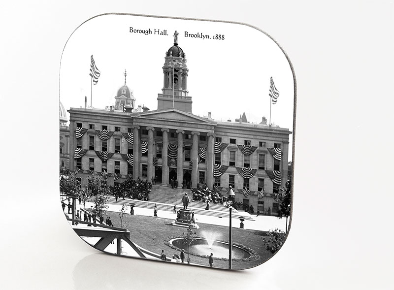 New York Hardboard & Fiberglass Coaster Brooklyn City Hall. New York. 1888