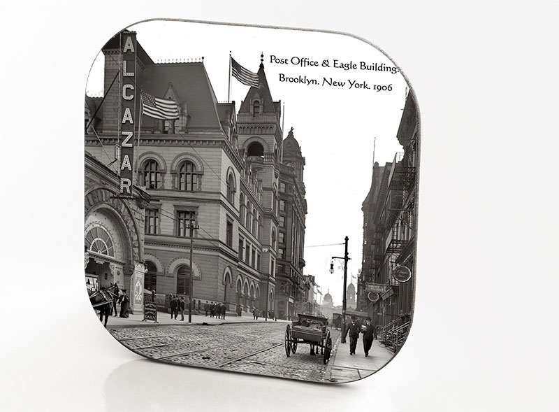 New York Hardboard & Fiberglass Coaster Brooklyn Post Office & Eagle Building. New York. 1906