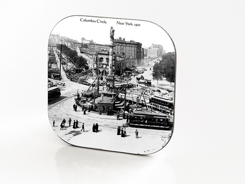New York Hardboard & Fiberglass Coaster Columbus Circle. New York. 1901