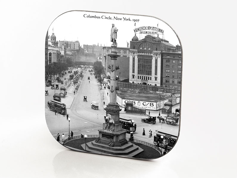 New York Hardboard & Fiberglass Coaster Columbus Circle. New York. 1907