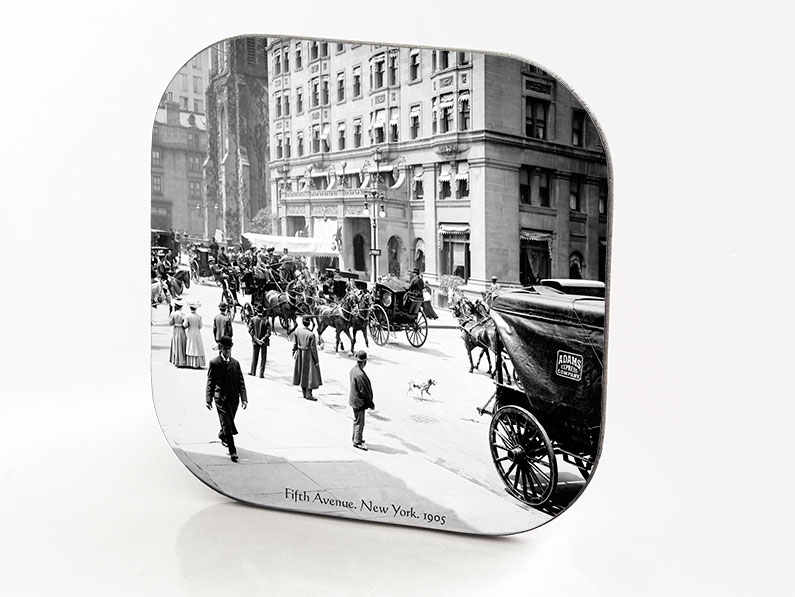 New York Hardboard & Fiberglass Coaster Fifth Avenue. New York. 1905