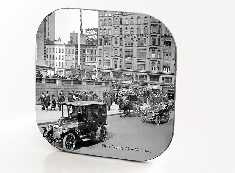 New York Hardboard & Fiberglass Coaster Fifth Avenue. New York. 1913_b