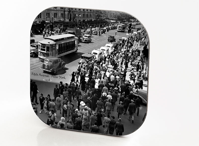New York Hardboard & Fiberglass Coaster Fifth Avenue. New York. 1938