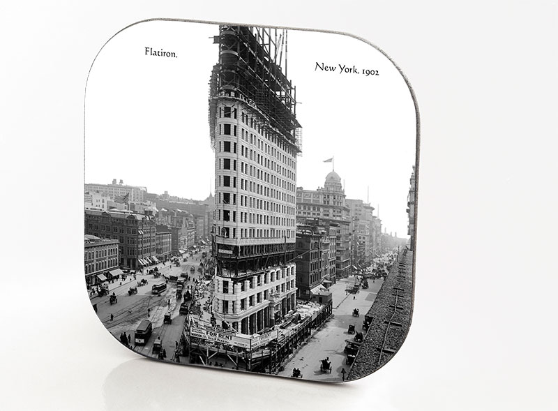 New York Hardboard & Fiberglass Coaster Flatiron. New York. 1902