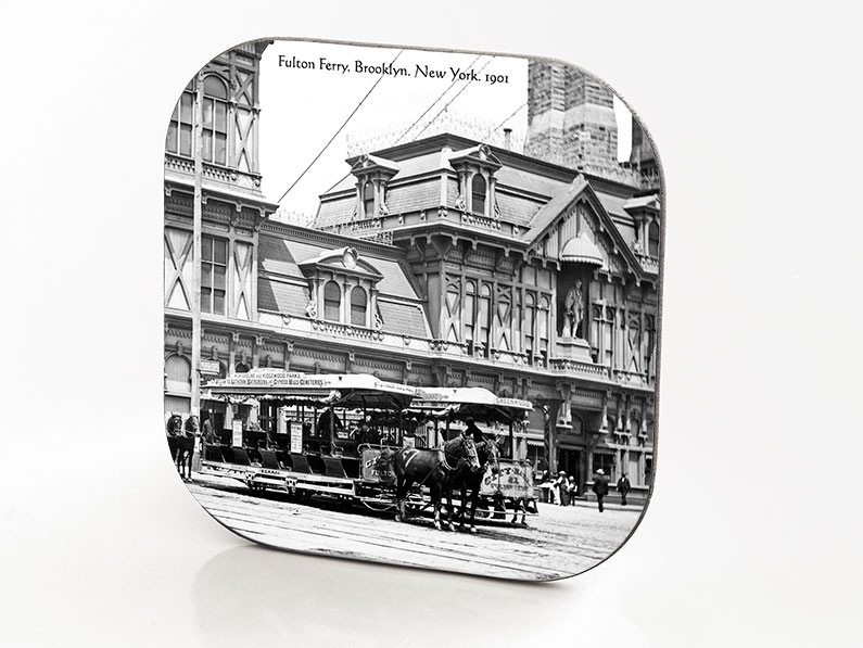 New York Hardboard & Fiberglass Coaster Brooklyn Fulton Ferry. New York. 1901