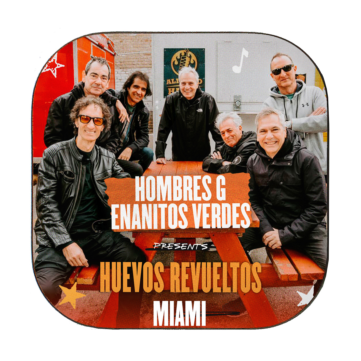 HOMBRES G. Hardboard & Fiberglass Coaster