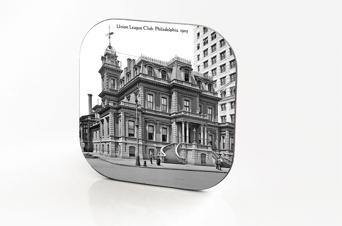 Philadelphia. Hardboard & Fiberglass Coaster. Union League Club. 1905