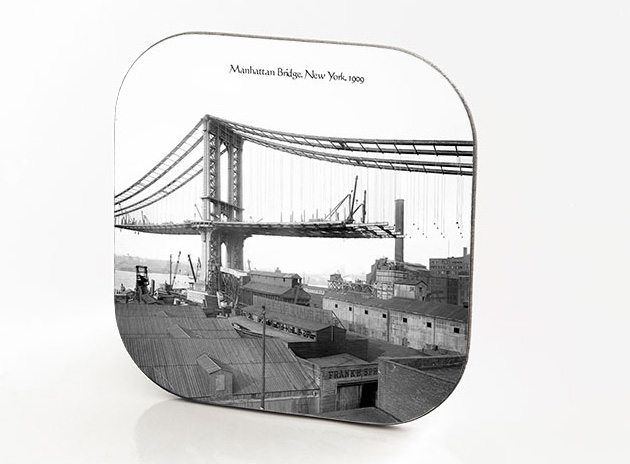 New York Hardboard & Fiberglass Coaster Bridges Collection: Manhattan Bridge. New York. 1909