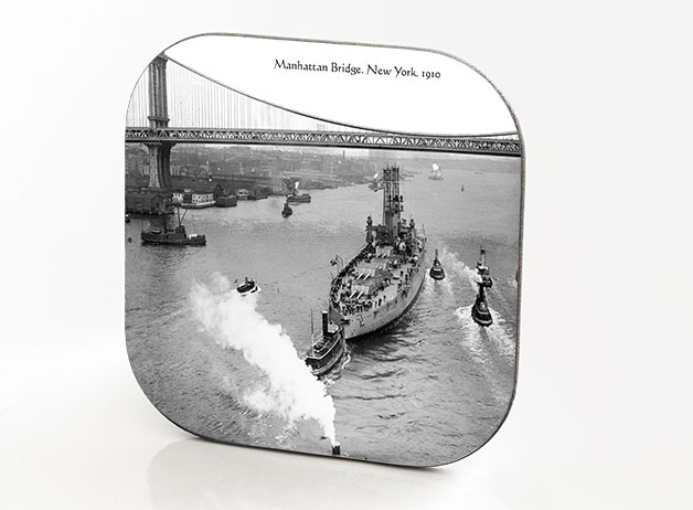 New York Hardboard & Fiberglass Coaster Bridges Collection: Manhattan Bridge. New York. 1910