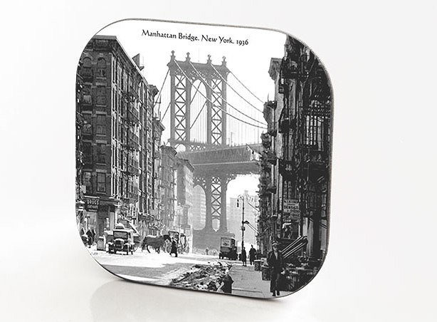 New York Hardboard & Fiberglass Coaster Bridges Collection: Manhattan Bridge New York 1936