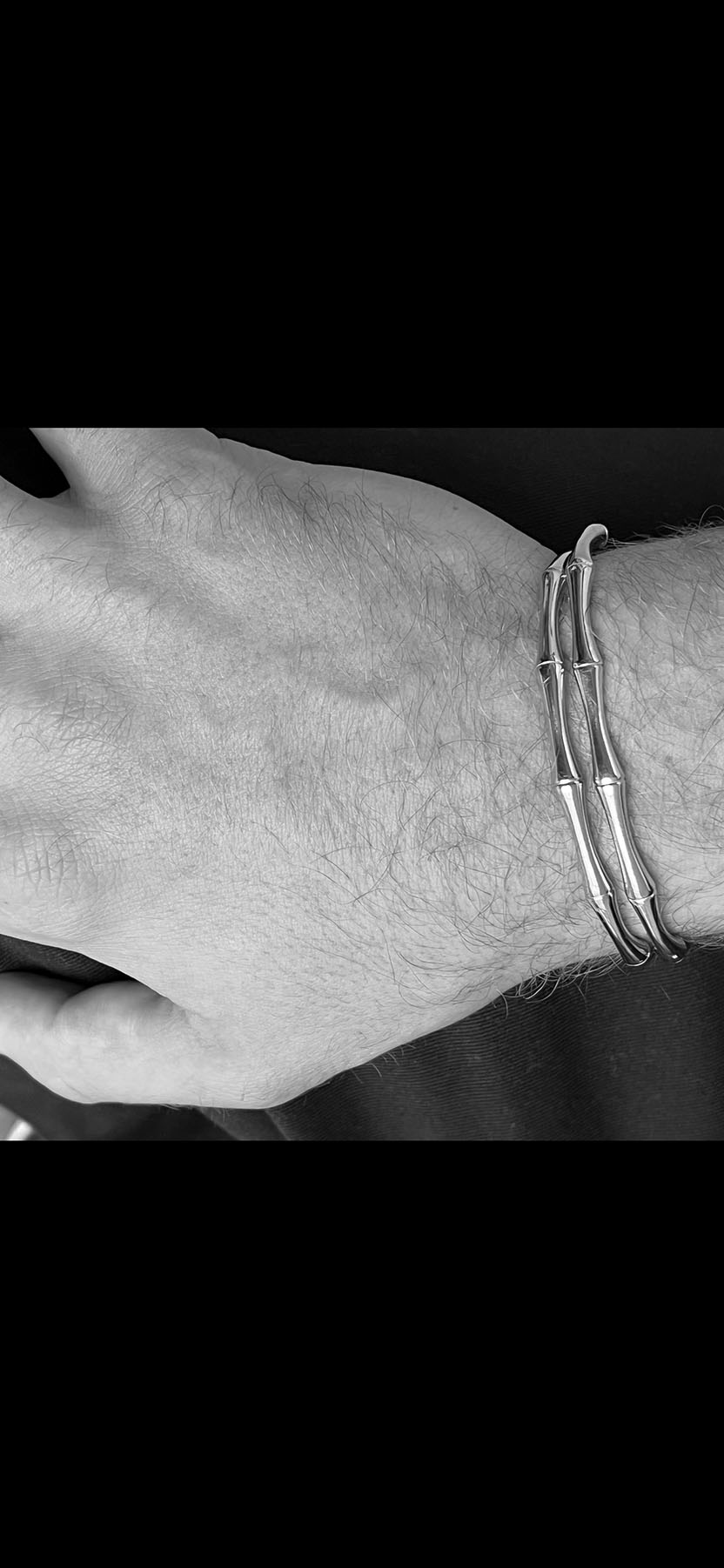 Mens Steel Bamboo Cuff