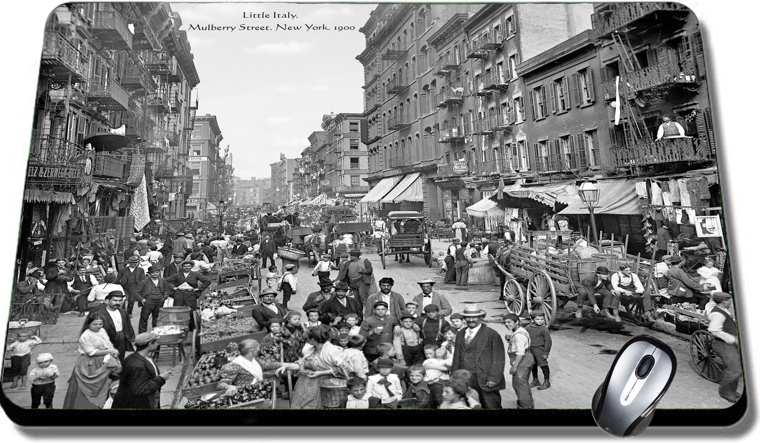 Mouse Pad Little Italy Mulberry Street. New York. 1900