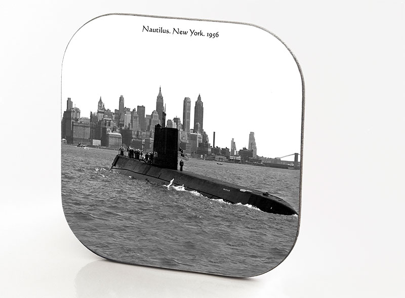 New York Hardboard & Fiberglass Coaster Nautilus. New York Harbor. 1956