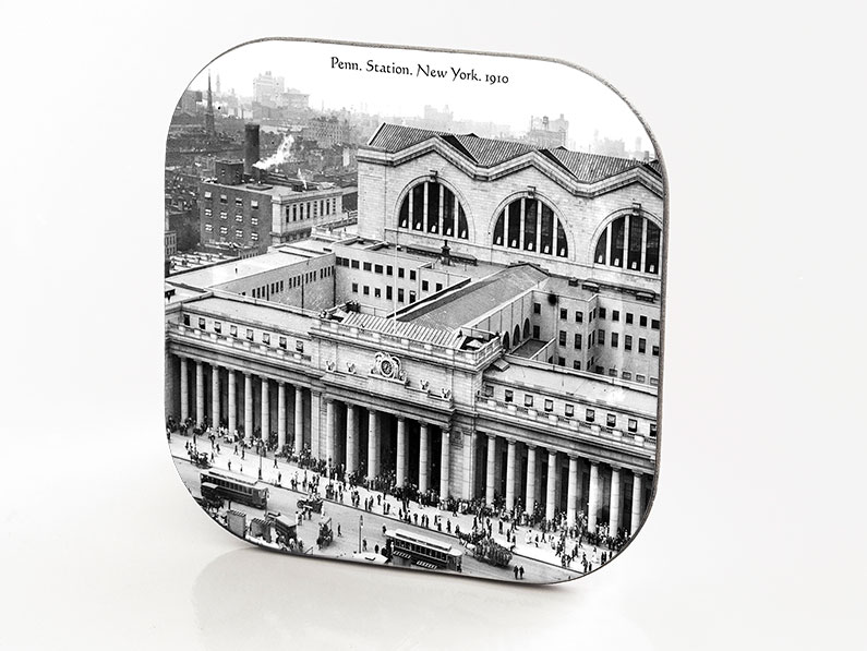 New York Hardboard & Fiberglass Coaster Penn Station. New York. 1910