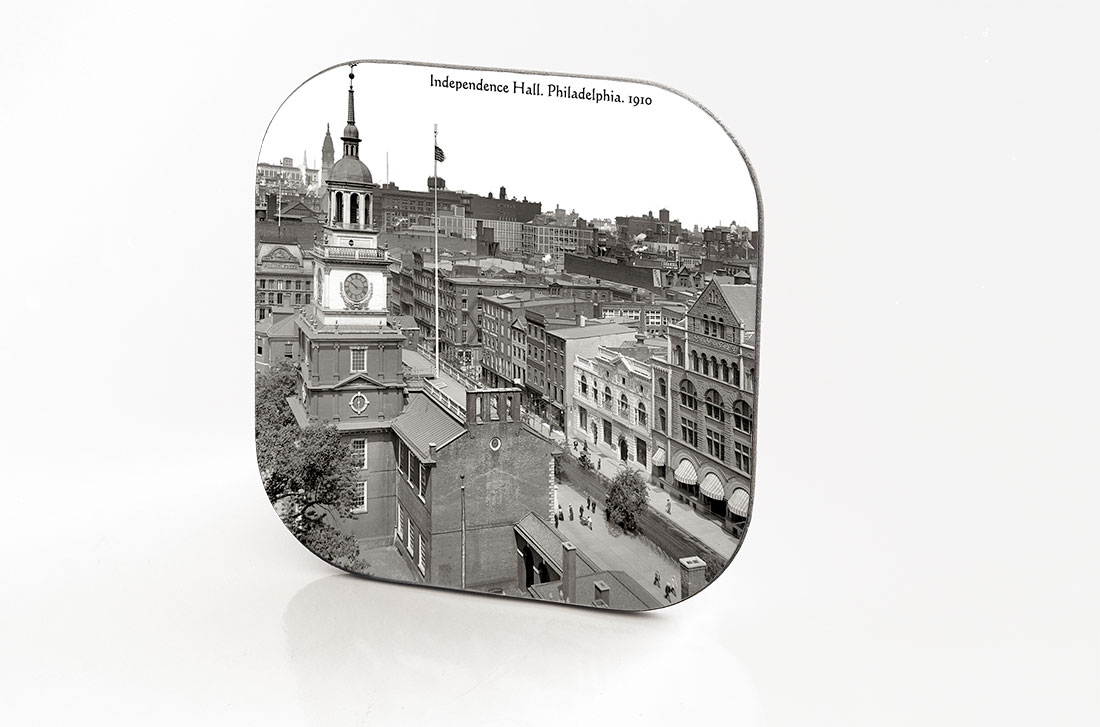 Philadelphia. Hardboard & Fiberglass Coaster. Independence Hall. 1910