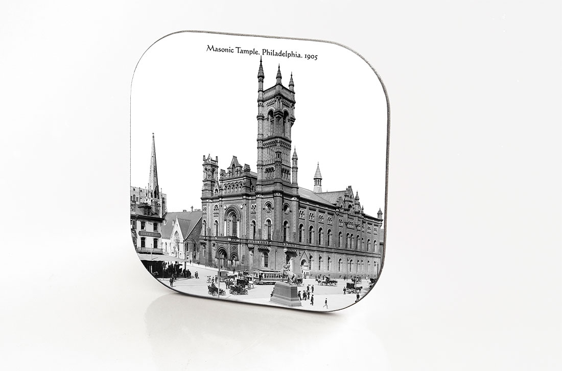 Philadelphia. Hardboard & Fiberglass Coaster. Masonic Temple. 1905