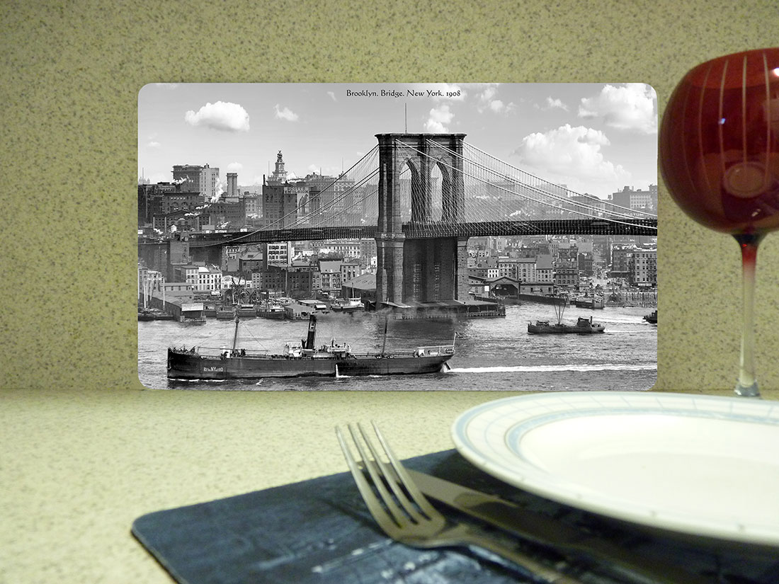 New York Placemat. Brooklyn Bridge. New York. 1908