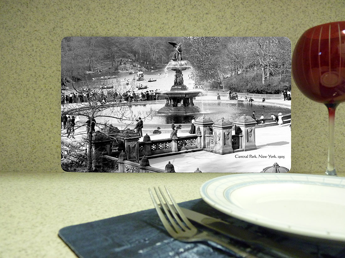 New York Placemat. Central Park & Bethesda Fountain. New York. 1905