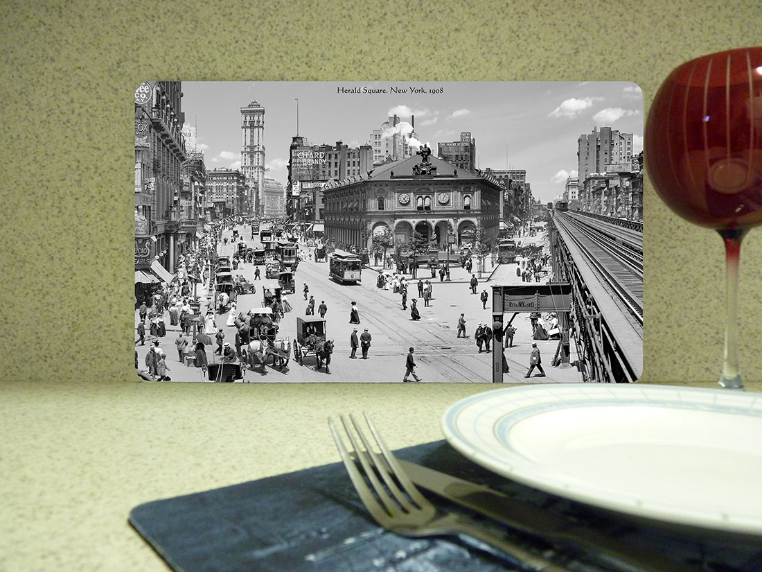 New York Placemat. Herald Square. New York. 1908