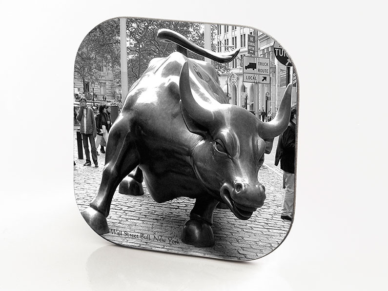 New York Hardboard & Fiberglass Coaster Wall Street Bull. New York
