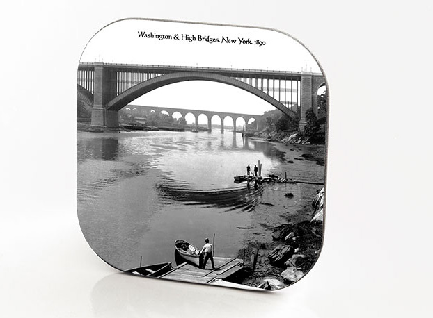 New York Hardboard & Fiberglass Coaster Bridges Collection: Washington & High Bridges. New York. 1890