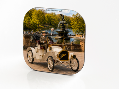 1908 Buick Model 10 vintage car coaster featuring Central Park New York