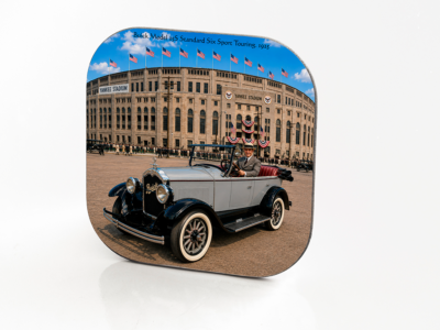 1925 Buick Model 25S Standard Six Sport Touring vintage coaster featuring historic Yankee Stadium in New York