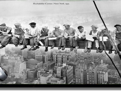 Rockefeller Center Construction lunch on top of the beam New York 1932 vintage mouse pad